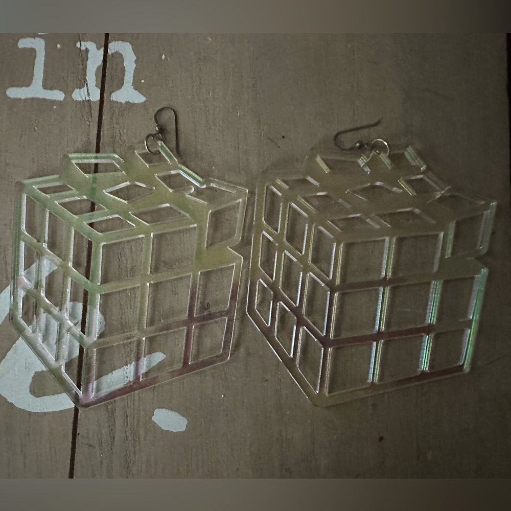 Iridescent Rubix Cube Earrings